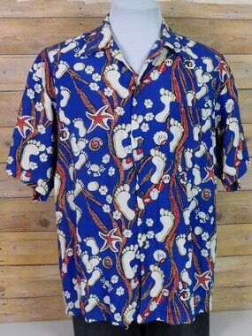 Locals Only Hawaiian Shirt Mens XL Short Sleeve Blue